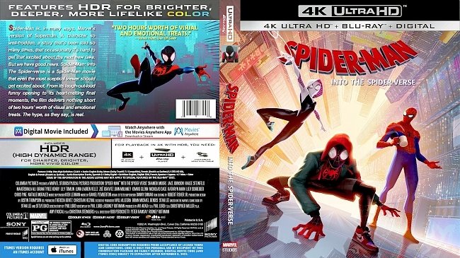 Spider-Man: Into the Spider-Verse 4K Bluray Cover 