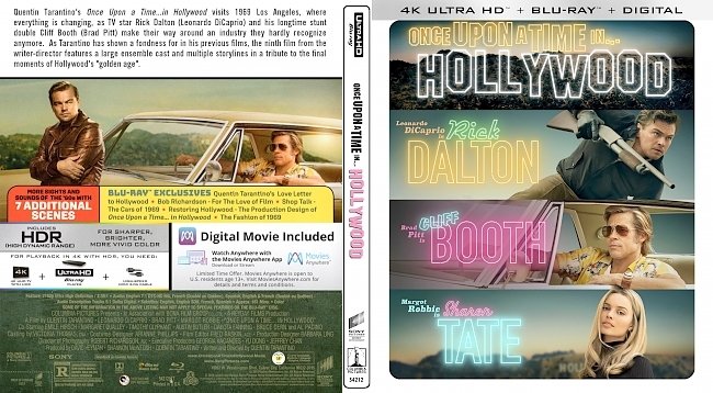dvd cover Once Upon a Time ...in Hollywood 4k Bluray Cover