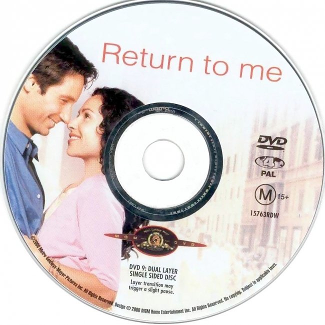 Return To Me 2000 Disc Label Dvd Cover 