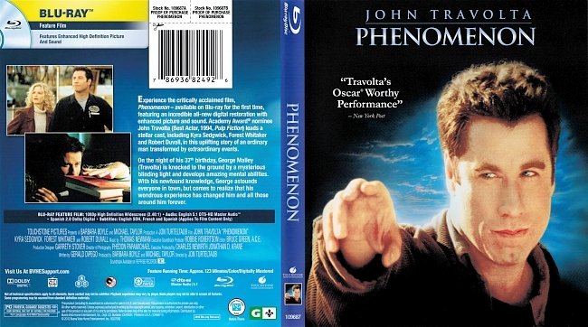 dvd cover Phenomenon 1996 Dvd Cover