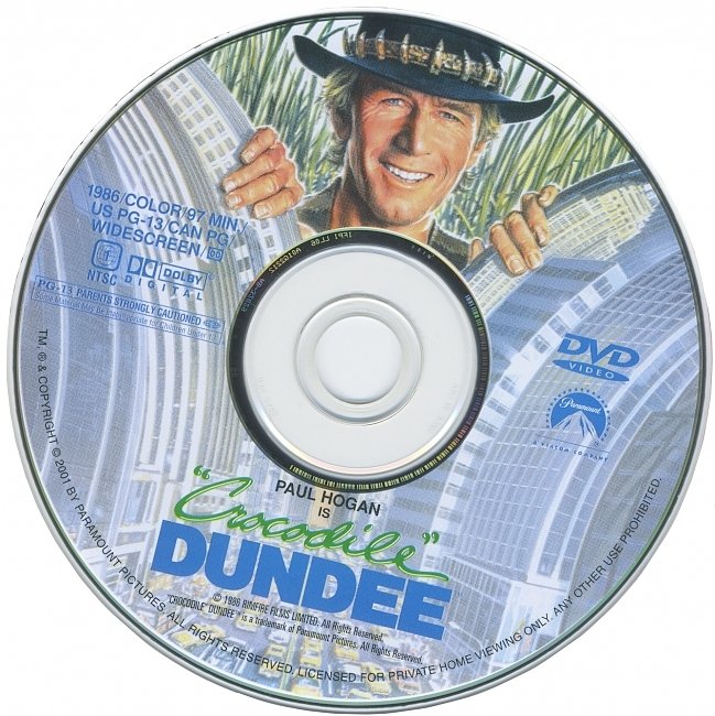 dvd cover Crocodile Dundee 1986 R1 Disc Dvd Cover