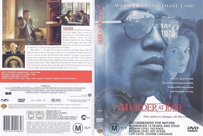 dvd cover Murder At 1600 1997 Dvd Cover