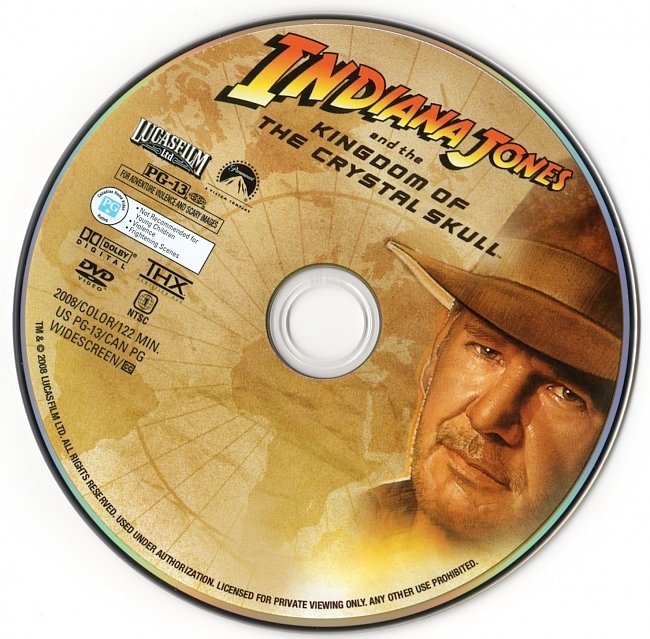 dvd cover Indiana Jones And The Kingdom Of The Crystal Skull 2008 R1 Disc Dvd Cover
