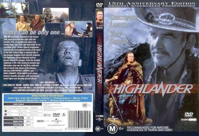 dvd cover Highlander 1986 Dvd Cover