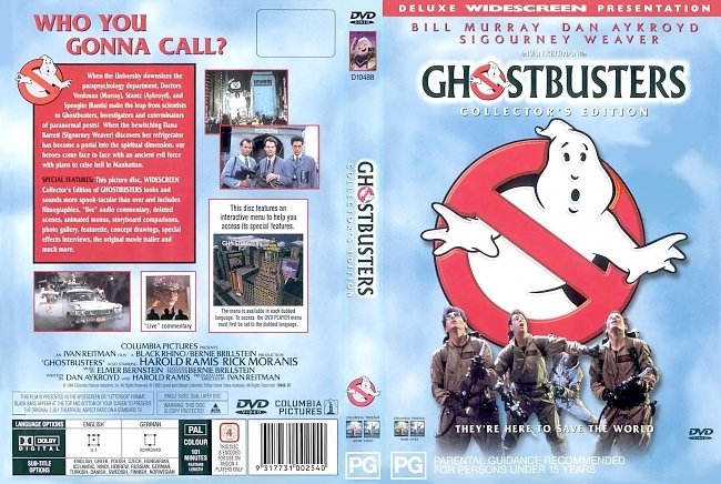 dvd cover Ghostbusters 1984 Dvd Cover