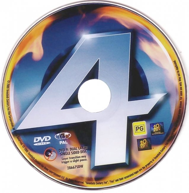 dvd cover Fantastic 4 2005 Disc Label Dvd Cover