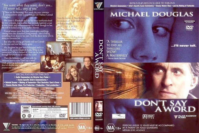 dvd cover Dont Say A Word 2001 Dvd Cover