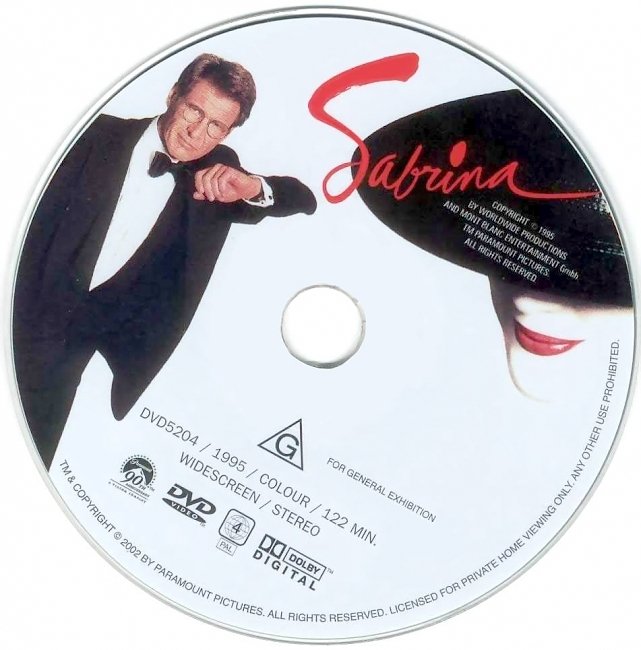 dvd cover Sabrina 1995 Disc Label Dvd Cover