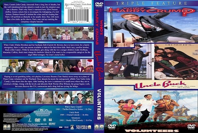 dvd cover John Candy _Whos_Harry_Crumb___Uncle_Buck___Volunteers Triple Feature 1989. Dvd Cover