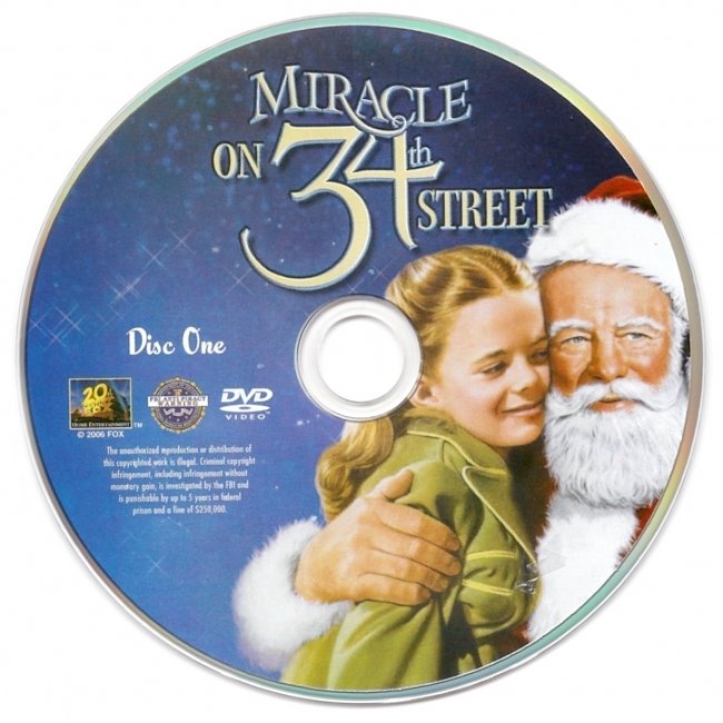 dvd cover Miracle On 34TH Street 1947 R1 Disc 1 Dvd Cover