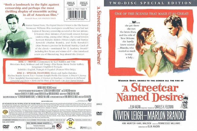 dvd cover A Streetcar Named Desire - Special Edition 1951 FS R1 Dvd Cover