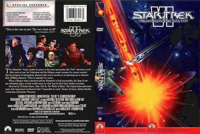 dvd cover Star Trek VI The Undiscovered Country 1991 Dvd Cover