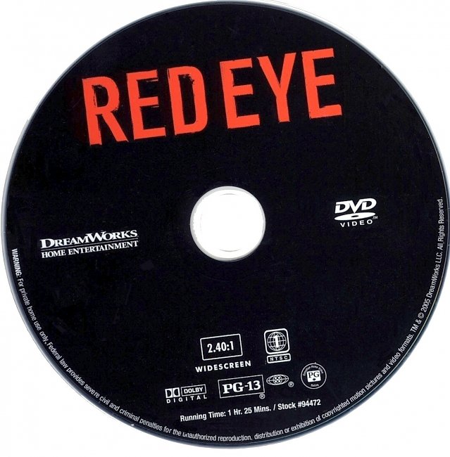 dvd cover Red Eye 2005 R1 Disc Dvd Cover