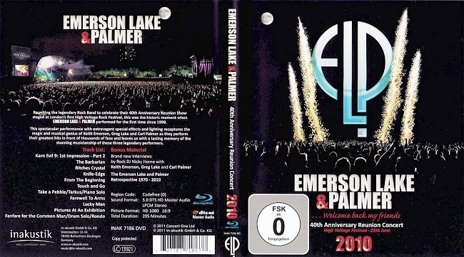 dvd cover Emerson Lake & Palmer - 40th Anniversary Reunion Concert 2010 2011 Dvd Cover