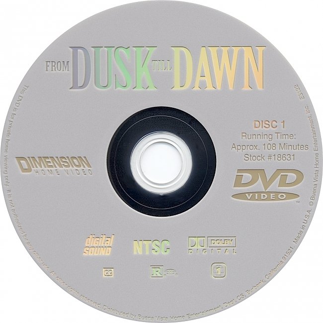 From Dusk Till Dawn 1996 R1 Disc 1 Dvd Cover 