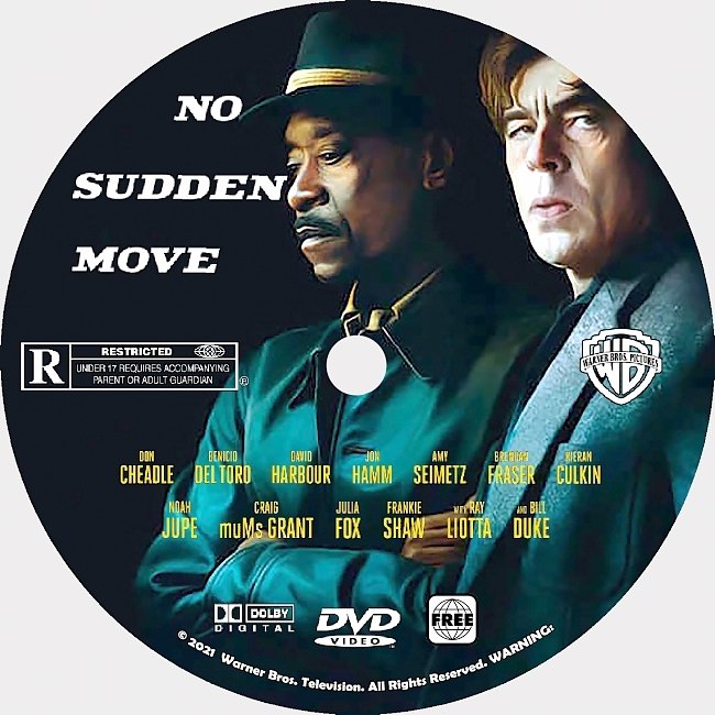 dvd cover No Sudden Move 2021 Dvd Disc Dvd Cover