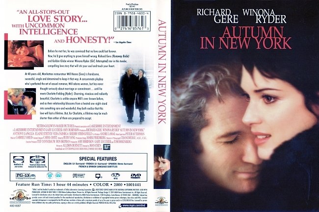 dvd cover Autumn In New York 2000 Dvd Cover