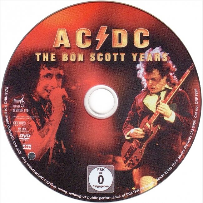dvd cover AC/DC - The Bon Scott Years 2005 Dvd Cover