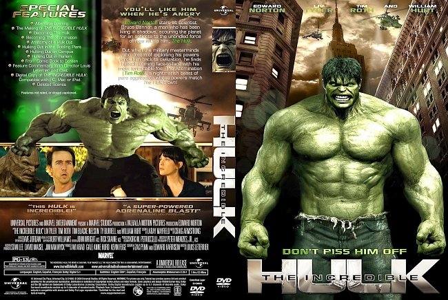 dvd cover The Incredible Hulk 2008 Dvd Cover