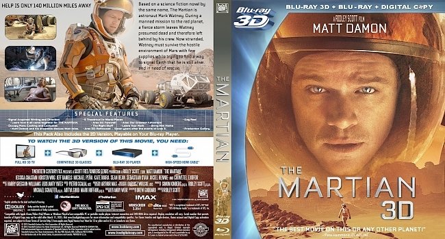 dvd cover The Martian 2015 WS R1 3D Dvd Cover