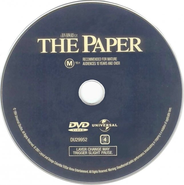dvd cover The Paper 1994 Disc Label Dvd Cover
