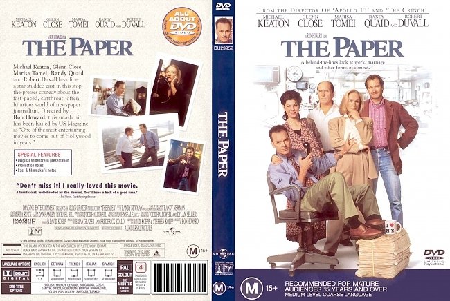 dvd cover The Paper 1994 Dvd Cover