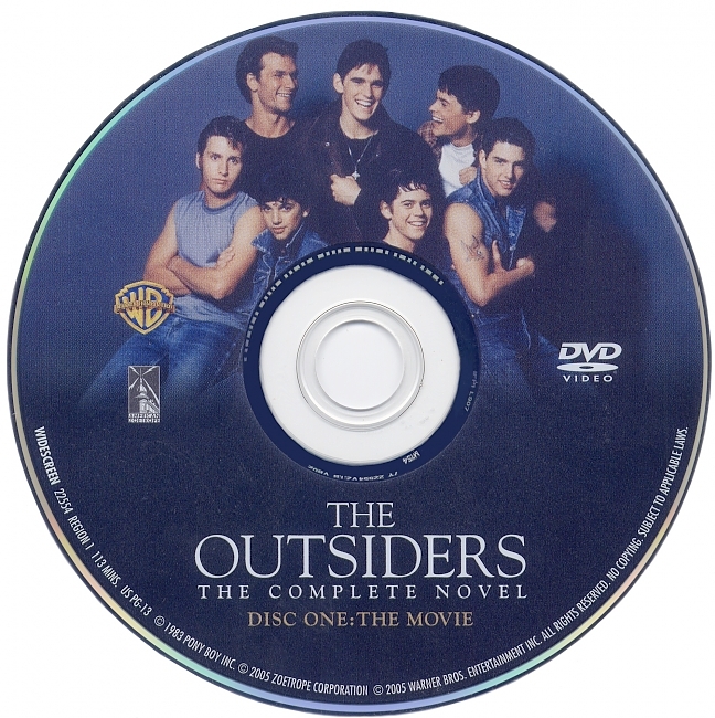 dvd cover The Outsiders 1983 R1 Disc 1 Dvd Cover