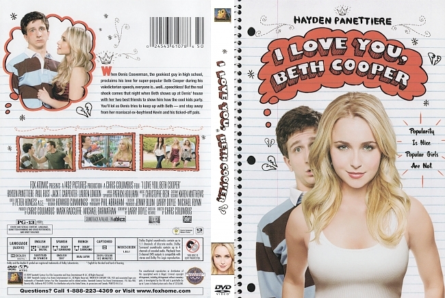 dvd cover I Love You Beth Cooper 2009 Dvd Cover