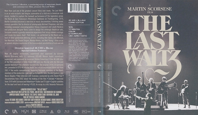 dvd cover The Band â The Last Waltz 2022 Dvd Cover