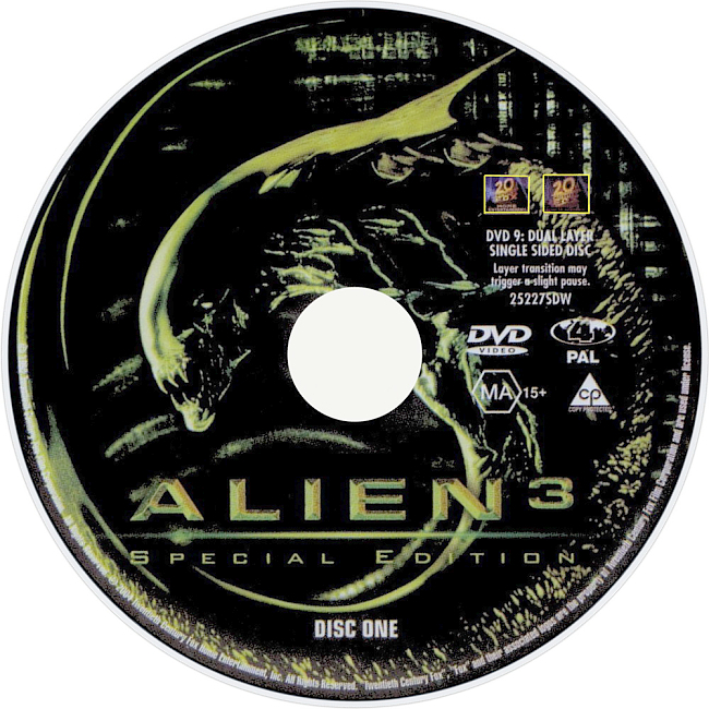 dvd cover Alien 3 1992 Disc Label 1 Dvd Cover