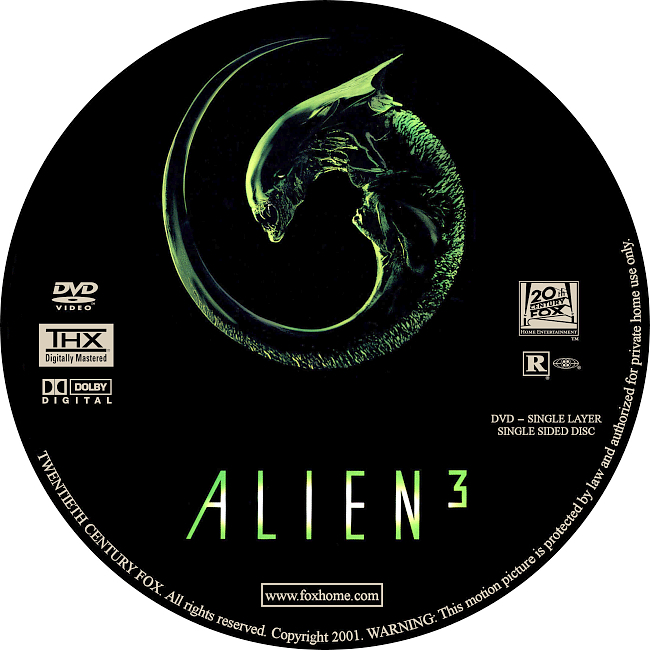 dvd cover Alien 3 1992 Disc Label 3 Dvd Cover