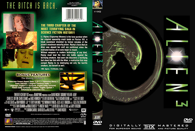 dvd cover Alien 3 1992 Dvd Cover