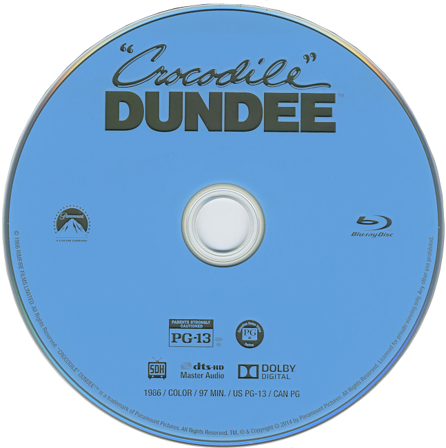 dvd cover Crocodile Dundee 1986 R1 Disc 2 Dvd Cover