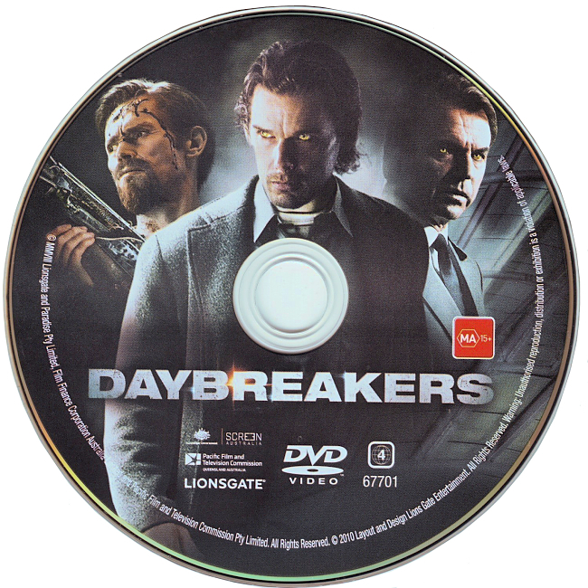 Daybreakers 2010 Disc Label 3 Dvd Cover 