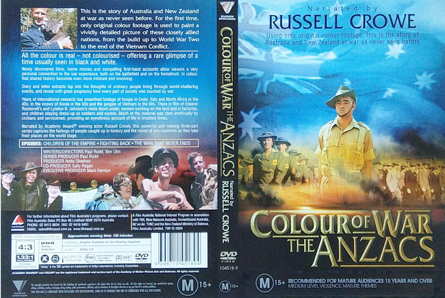 dvd cover Colour Of War - The ANZACs 2004 R4 Dvd Cover