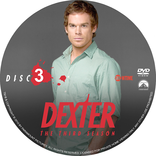 Dexter – Season 3 2008 R1 Disc 3 Dvd Cover 