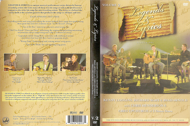 Legends & Lyrics – Volume 2; Kenny Loggins, Richard Marx, 3 Doors Down 2008 Dvd Cover 