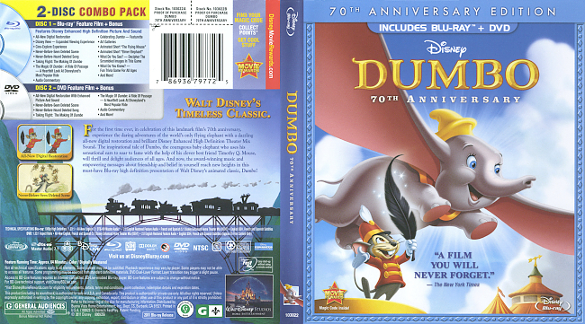 Dumbo 70th Anniversary Edition 1941 Dvd Cover 