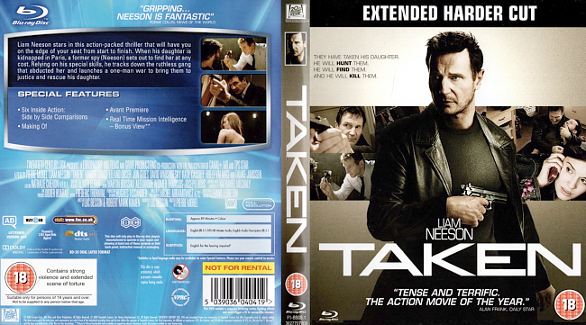 dvd cover Taken - Extended Harder Cut 2008 Dvd Cover