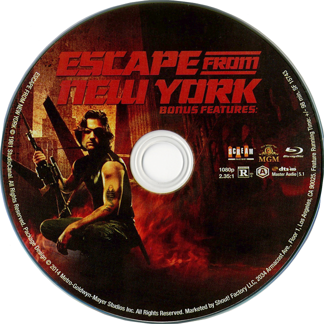Escape From New York 1981 R1 Disc 7 Dvd Cover 