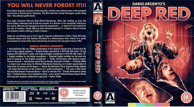 Deep Red Profondo Rosso Profondo Rosso 1975 Remastered Dvd Cover 