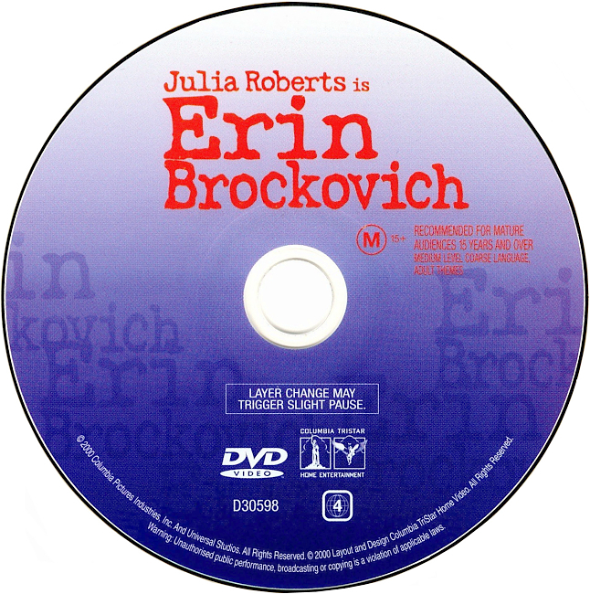 Erin Brockovich 2000 Disc Label 4 Dvd Cover 