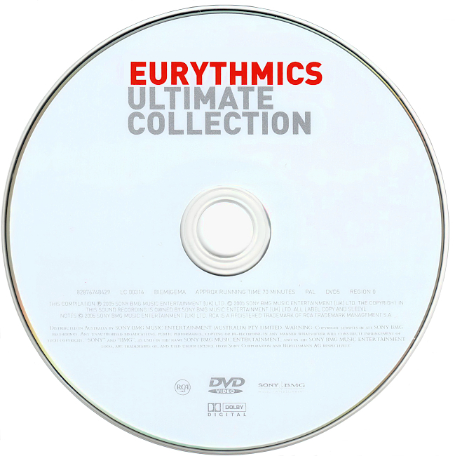 dvd cover Eurythmics - Ultimate Collection 2005 R1 Disc Dvd Cover